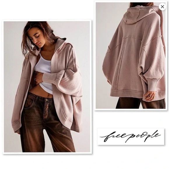 We the Free People Forever Yours Cardigan XS Winter Bloom Mauve Oversized Hoodie - Picture 13 of 13